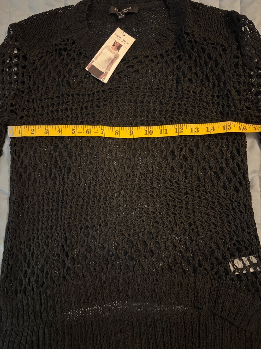 Christian Siriano Black Open-Knit Crewneck Sweater - Picture 4 of 6